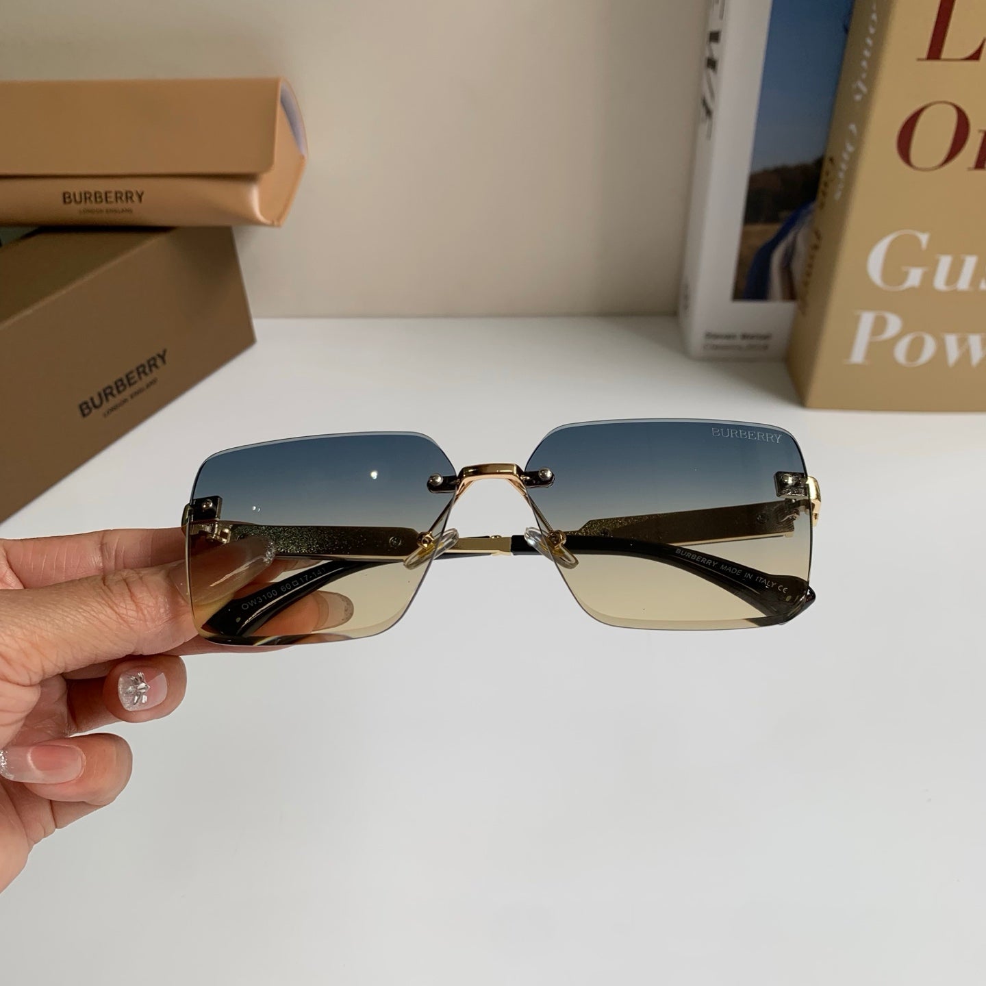 Burberry Metal Square Silver Lens Sunglasses for Men & Women - 432423 - detail image 3