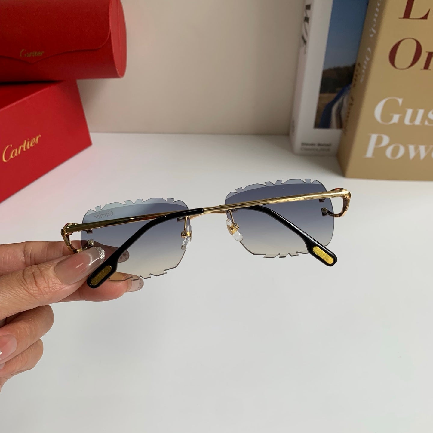 Cartier Lightweight Rimless Silver Lens Sunglasses for Men & Women - 432372 - detail image 6