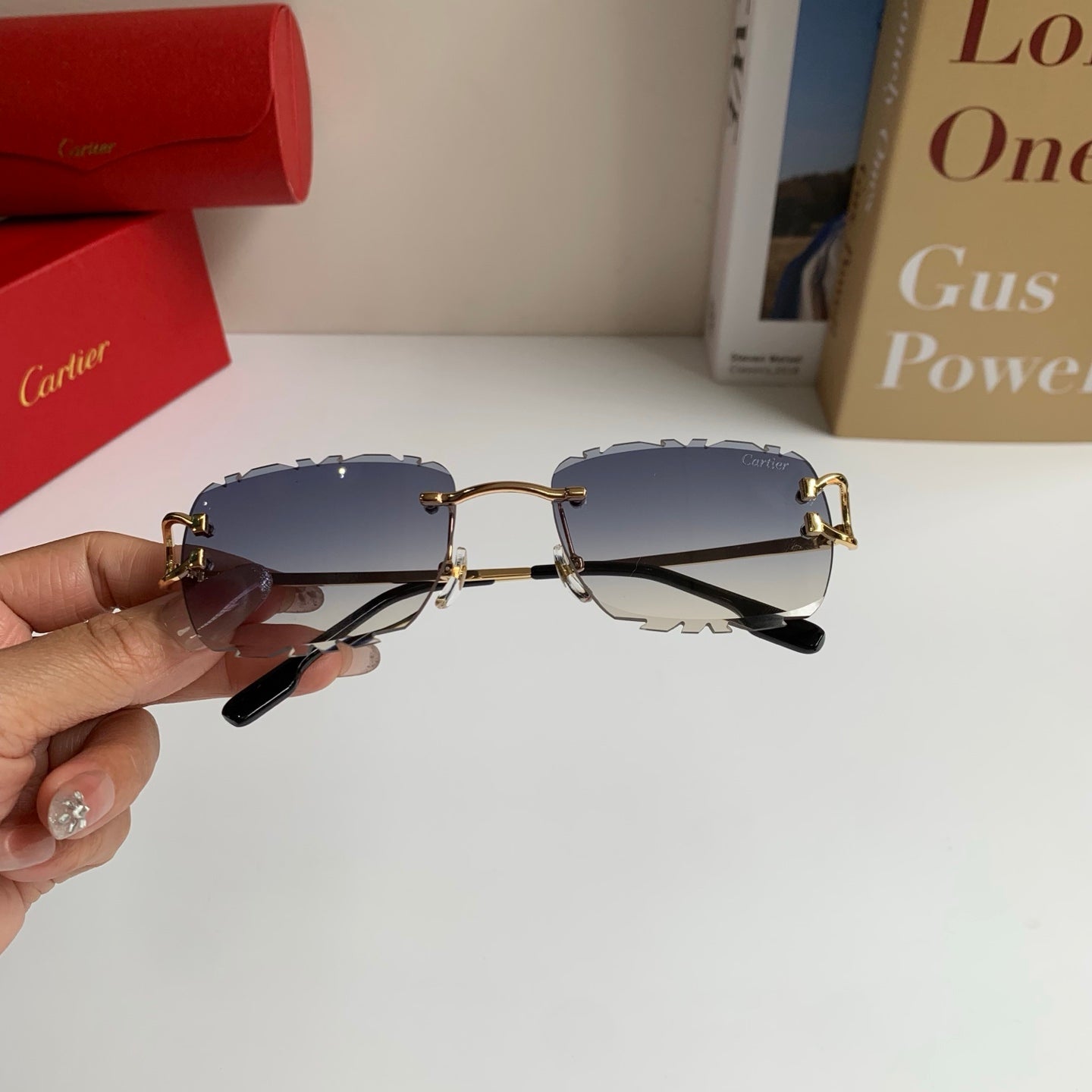 Cartier Lightweight Rimless Silver Lens Sunglasses for Men & Women - 432372 - detail image 4