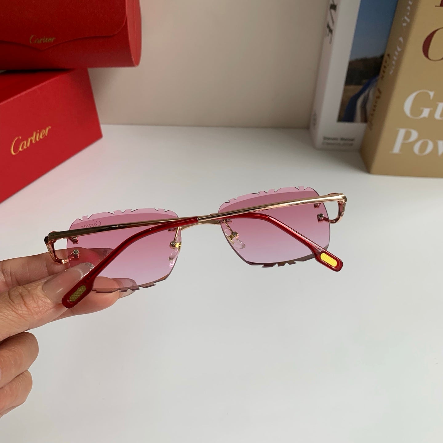 Cartier Lightweight Rimless Silver Lens Sunglasses for Men & Women - 432373 - detail image 6