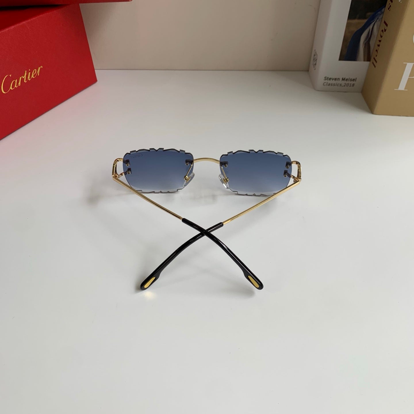 Cartier Lightweight Rimless Silver Lens Sunglasses for Men & Women - 432375 - detail image 7