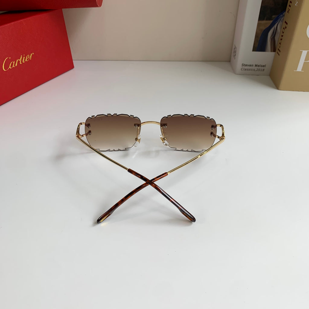 Cartier Lightweight Rimless Brown Lens Sunglasses for Men & Women - 432376 - detail image 7