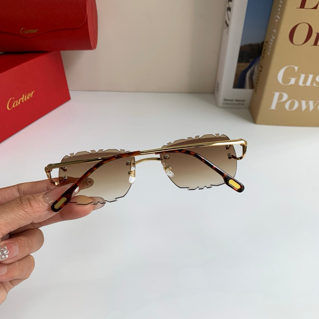 Cartier Lightweight Rimless Brown Lens Sunglasses for Men & Women - 432376 - detail image 8