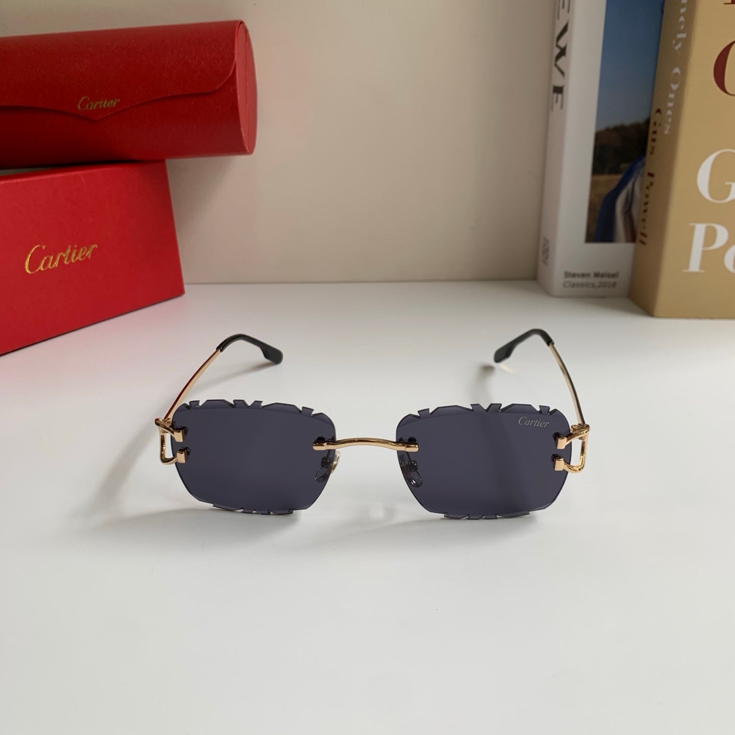 Cartier Lightweight Rimless Silver Lens Sunglasses for Men & Women - 432377 - detail image 5