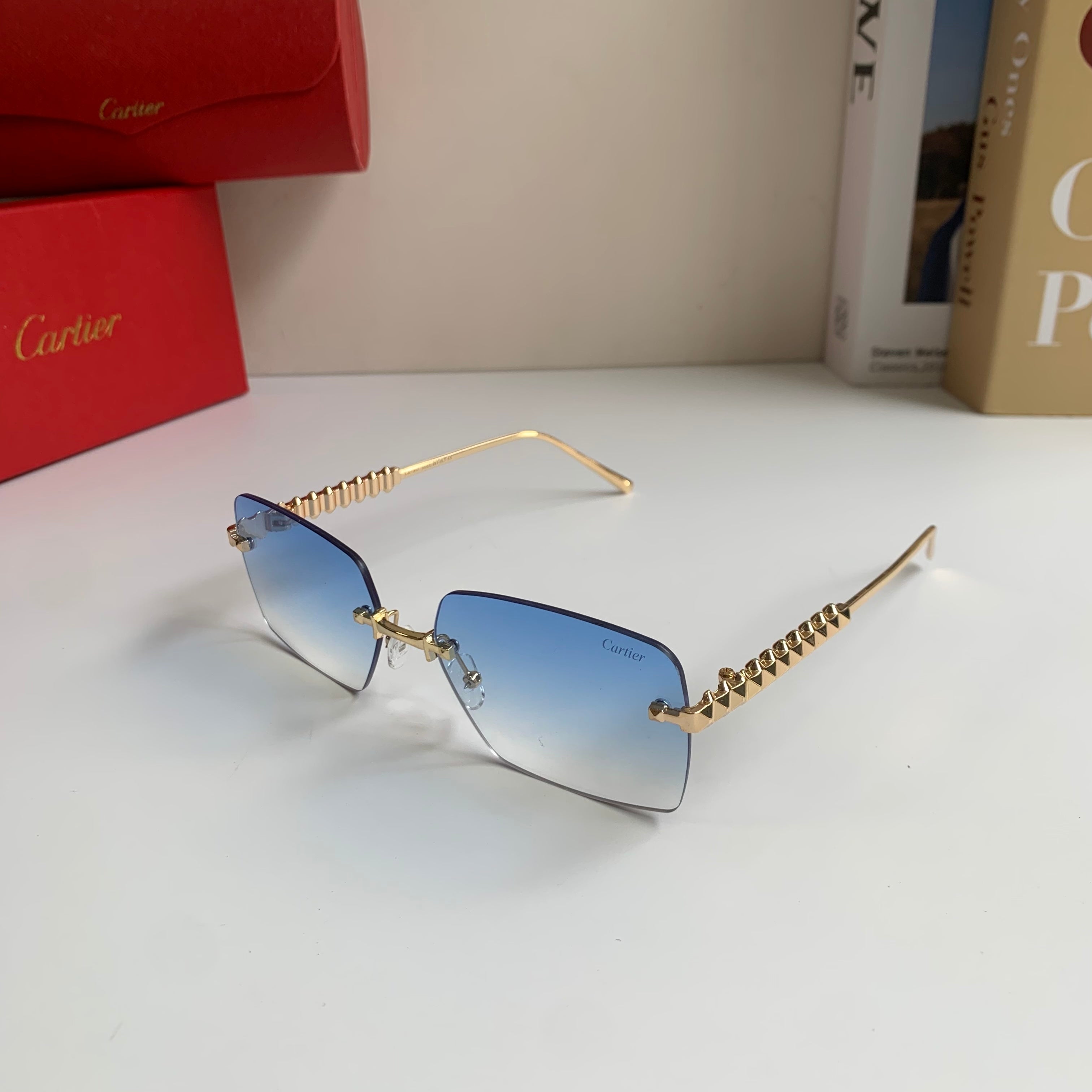 Cartier Lightweight Rimless Silver Lens Sunglasses for Men & Women - 449522 - detail image 2