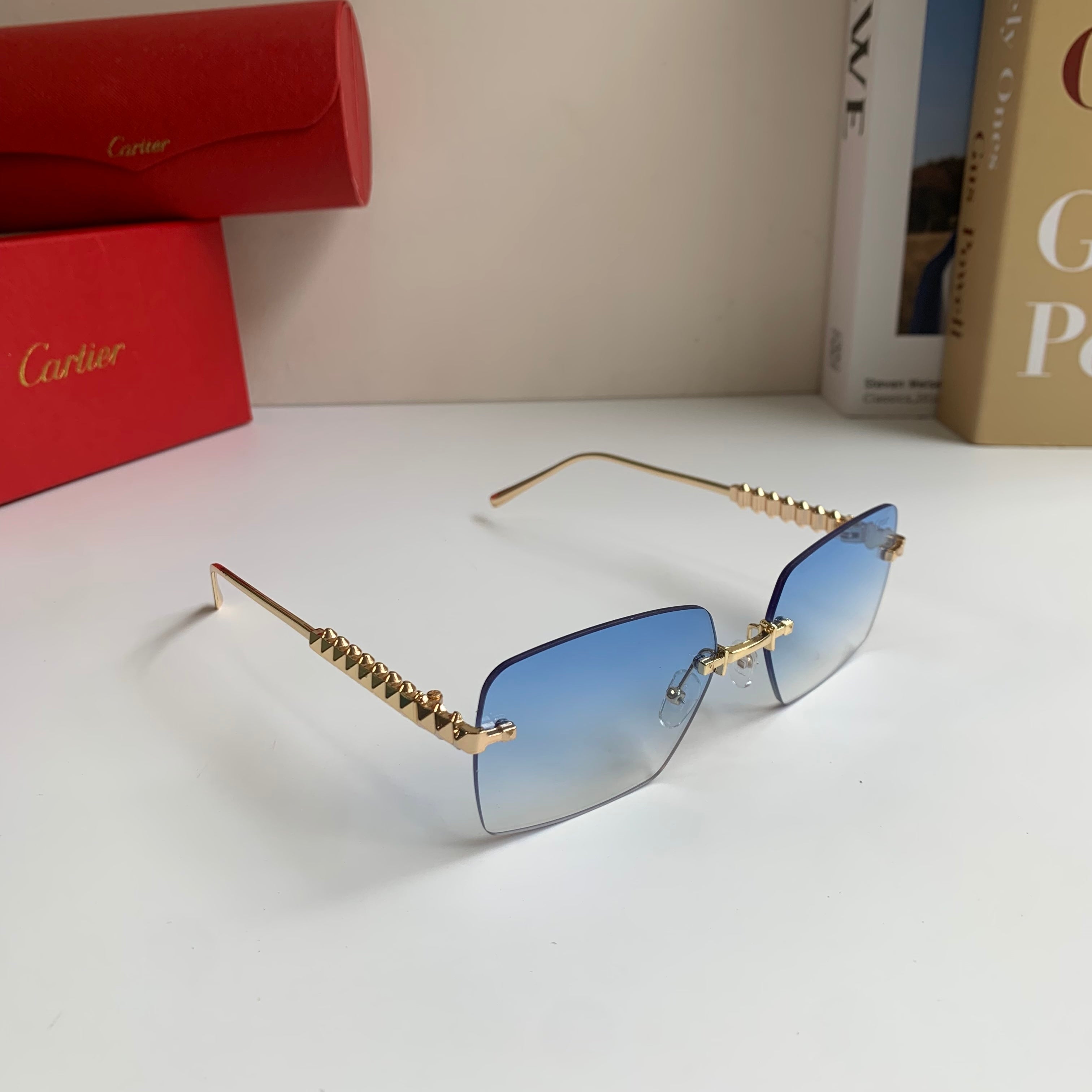 Cartier Lightweight Rimless Silver Lens Sunglasses for Men & Women - 449522