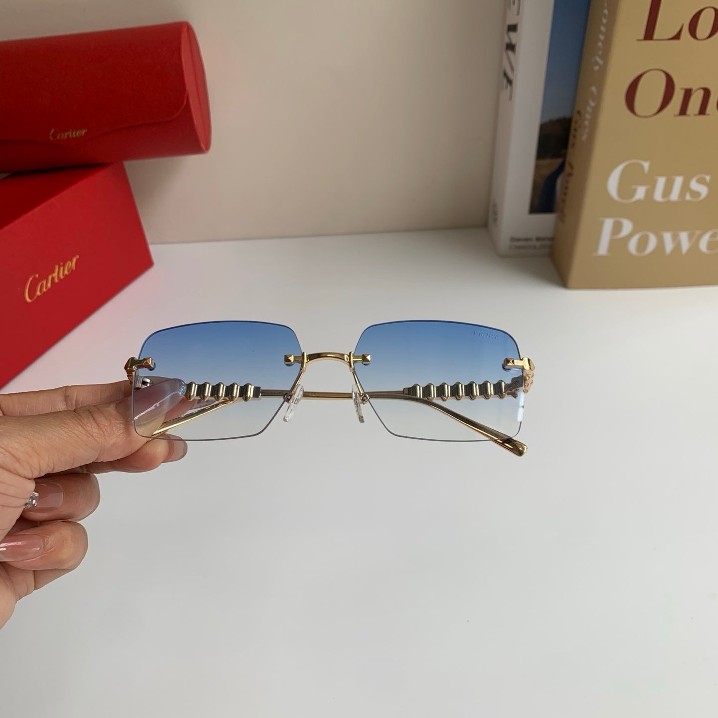 Cartier Lightweight Rimless Silver Lens Sunglasses for Men & Women - 449522 - detail image 3