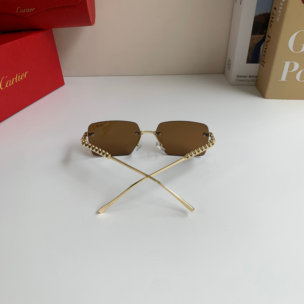 Cartier Lightweight Rimless Brown Lens Sunglasses for Men & Women - 449523 - detail image 6
