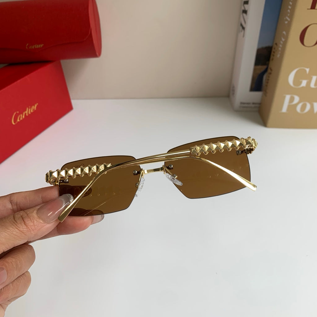 Cartier Lightweight Rimless Brown Lens Sunglasses for Men & Women - 449523 - detail image 7