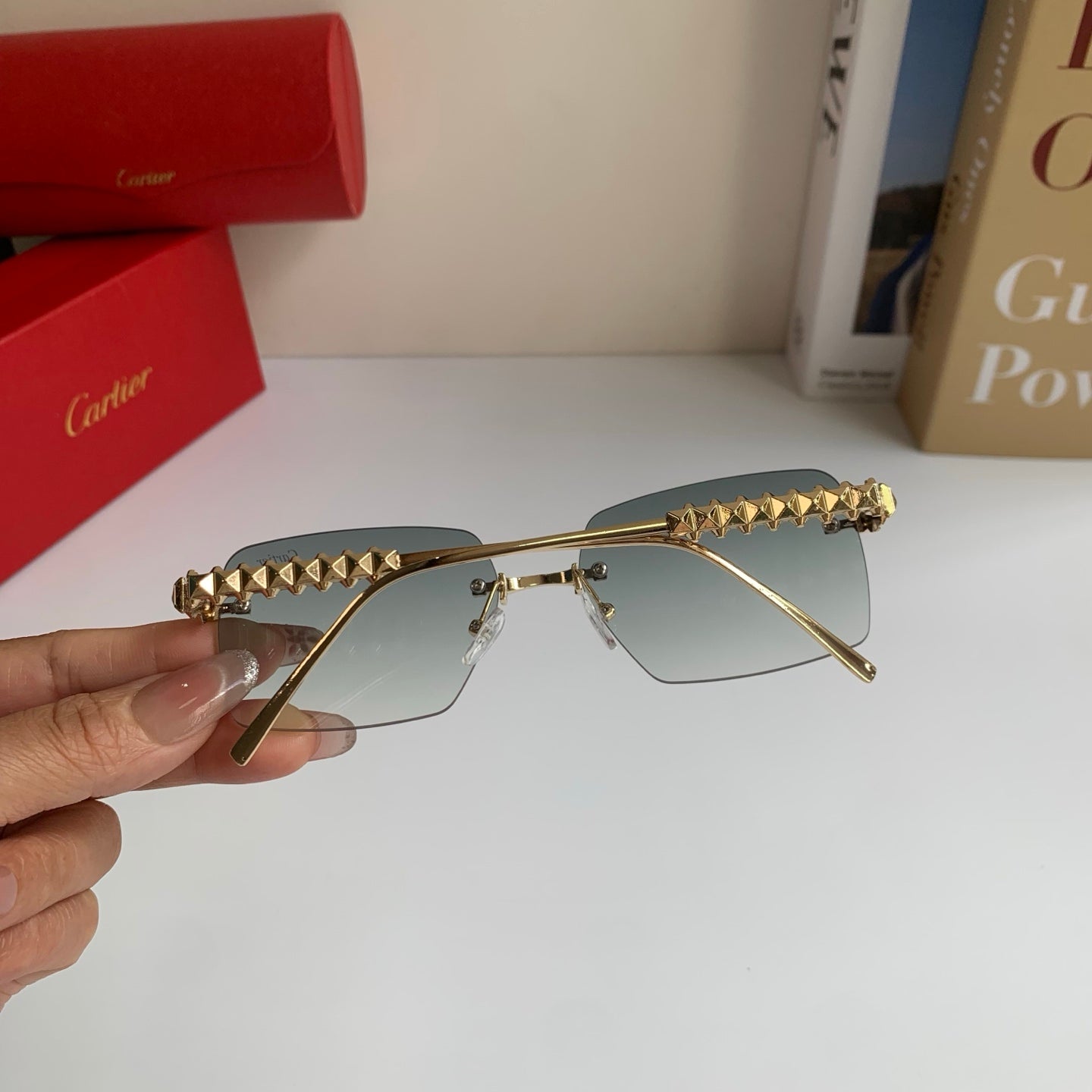 Cartier Lightweight Rimless Silver Lens Sunglasses for Men & Women - 449524 - detail image 7