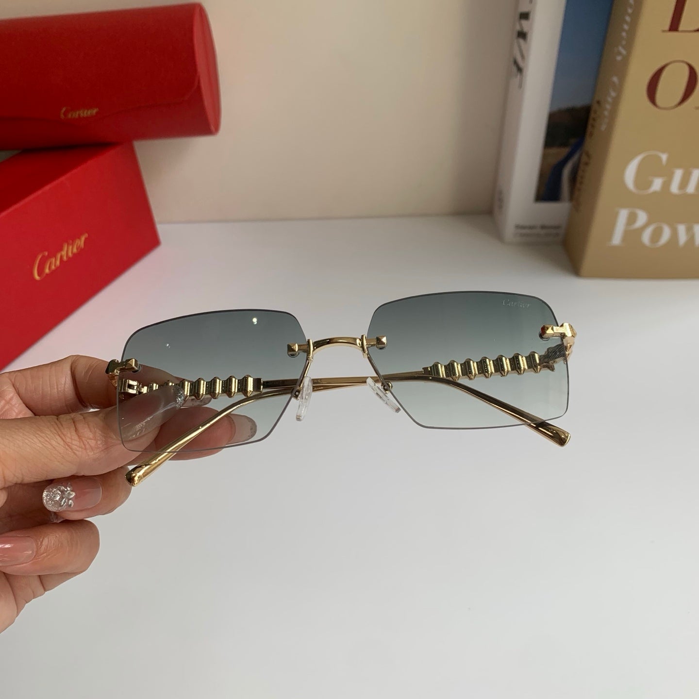 Cartier Lightweight Rimless Silver Lens Sunglasses for Men & Women - 449524 - detail image 4