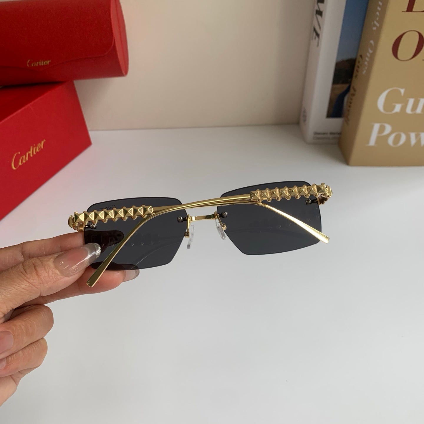 Cartier Lightweight Rimless Silver Lens Sunglasses for Men & Women - 449525 - detail image 7