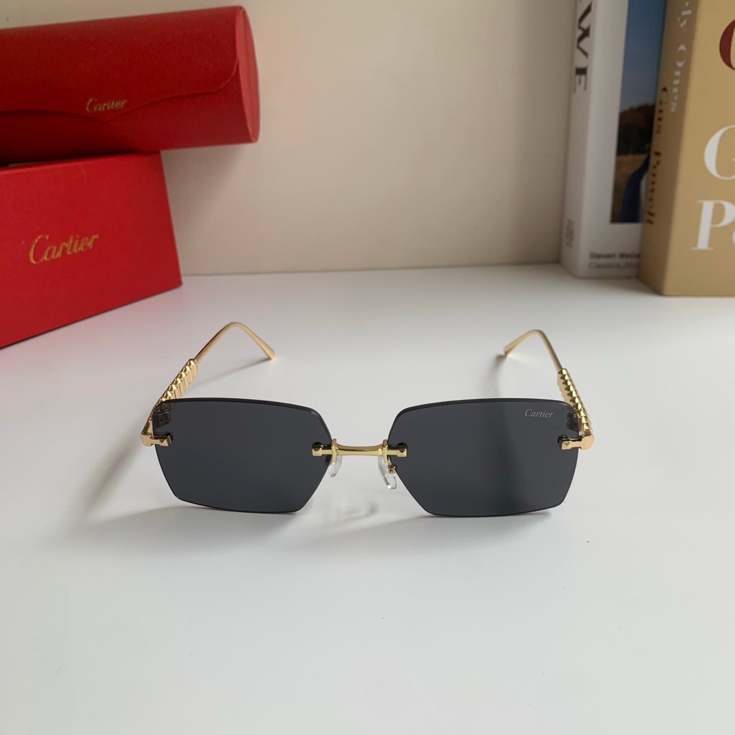 Cartier Lightweight Rimless Silver Lens Sunglasses for Men & Women - 449525 - detail image 5