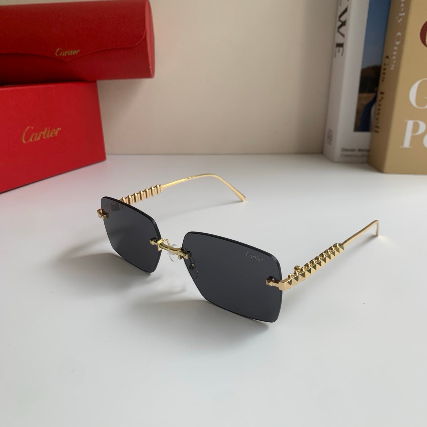 Cartier Lightweight Rimless Silver Lens Sunglasses for Men & Women - 449525 - detail image 2