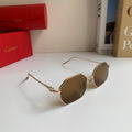 Cartier Metal Fashion Brown Lens Sunglasses for Men & Women - 465825