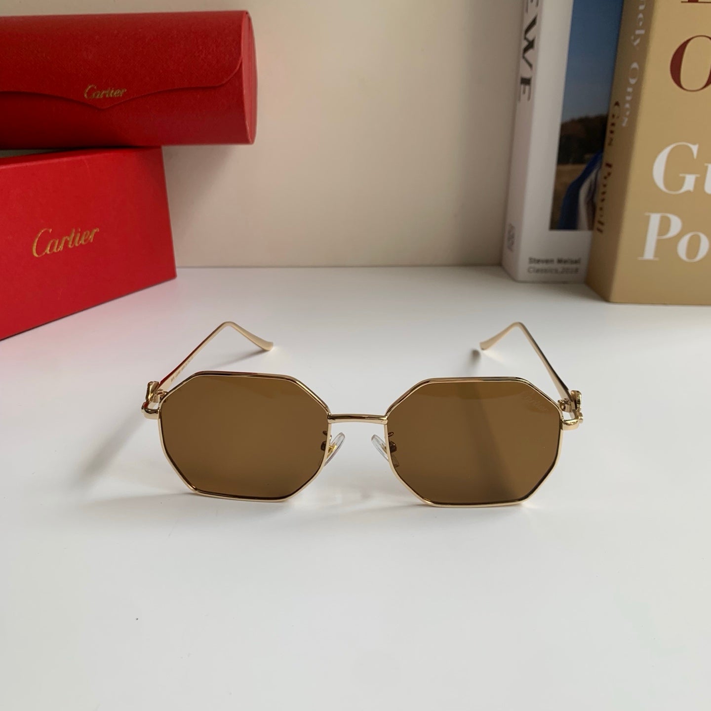 Cartier Metal Fashion Brown Lens Sunglasses for Men & Women - 465825 - detail image 3