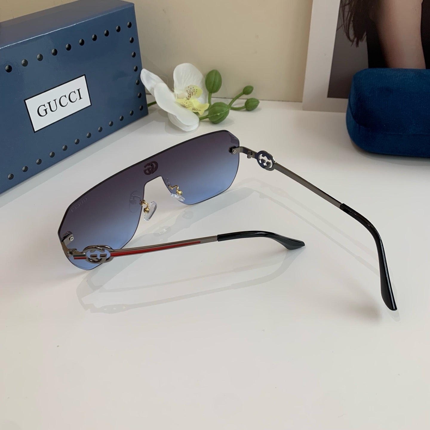 Gucci Square Silver Lens Sunglasses for Men & Women - 464936