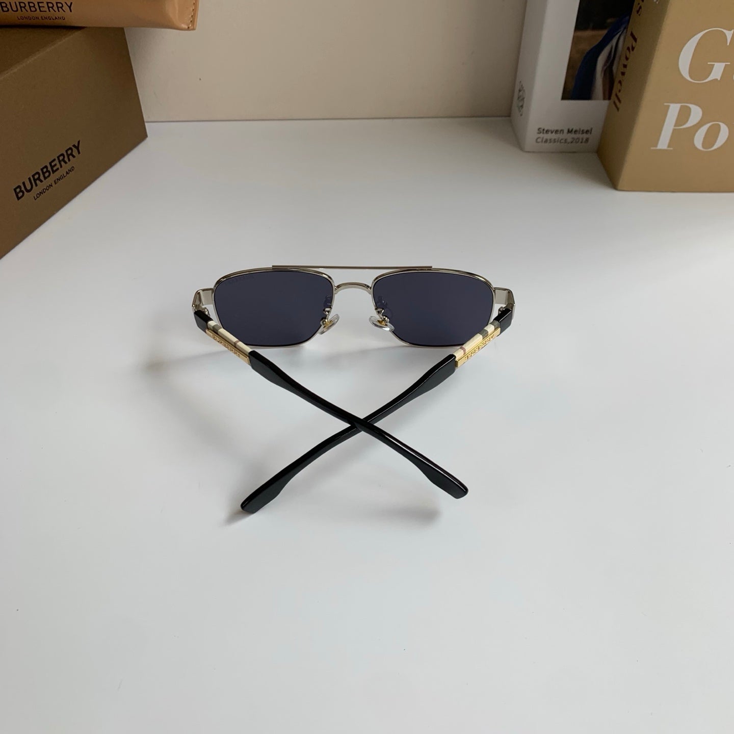 Burberry Metal Square Silver Lens Sunglasses for Men & Women - 399090 - detail image 6