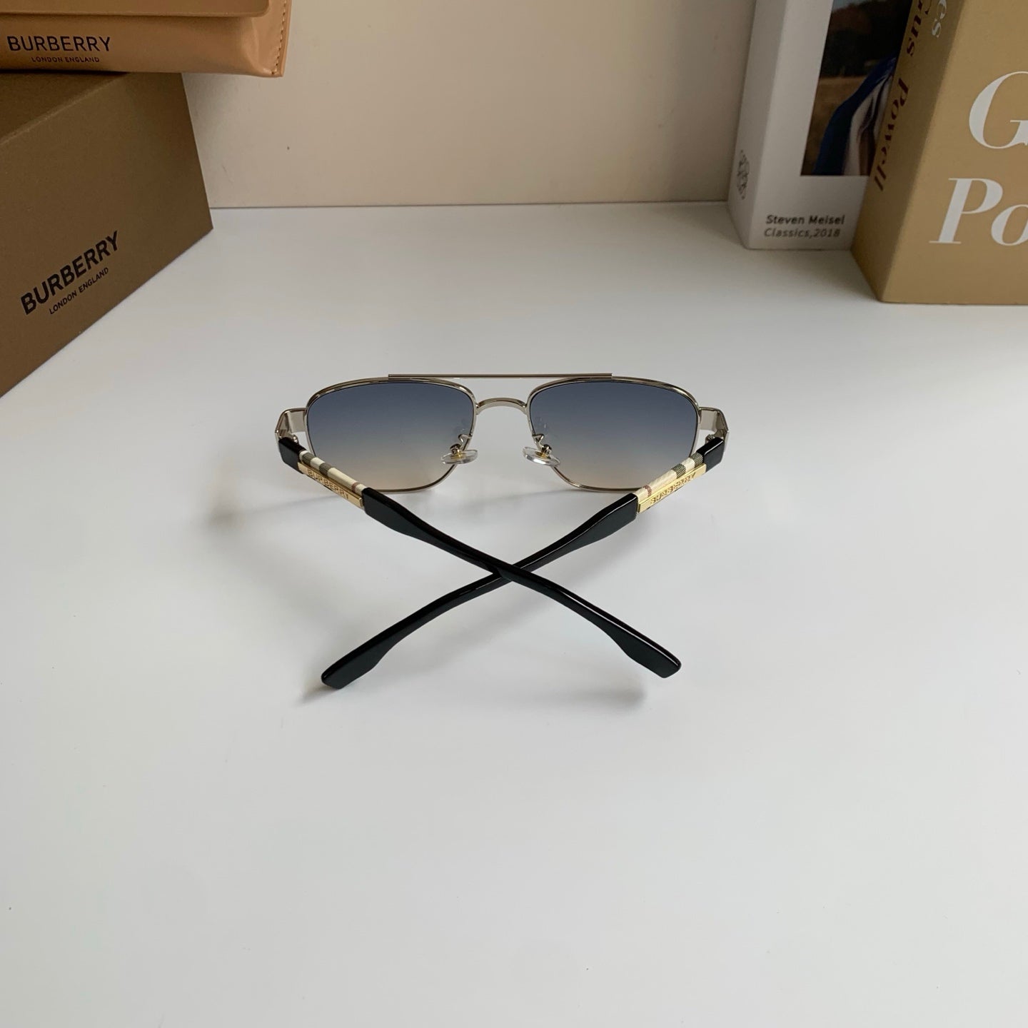 Burberry Metal Square Silver Lens Sunglasses for Men & Women - 399091 - detail image 8