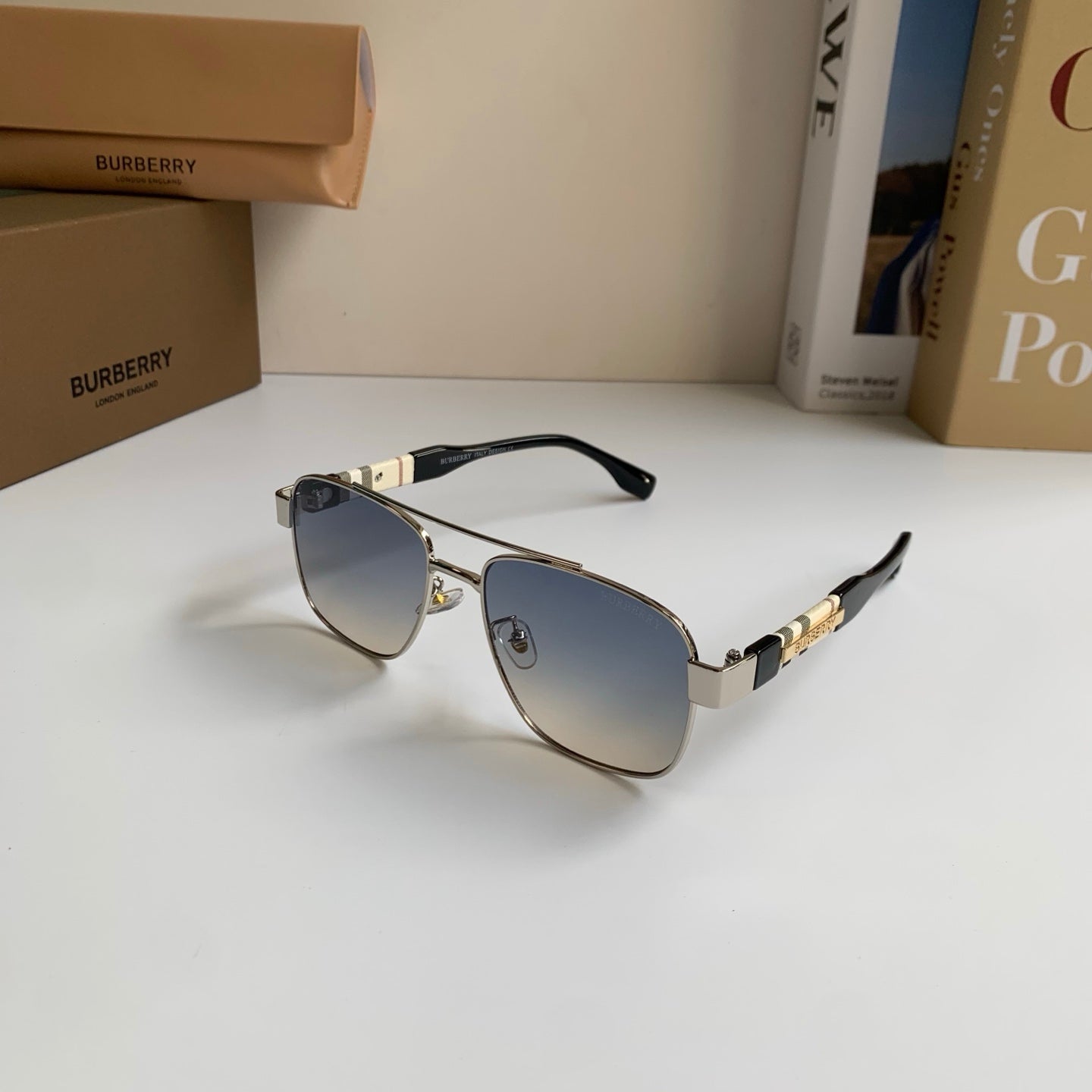 Burberry Metal Square Silver Lens Sunglasses for Men & Women - 487442 - detail image 2