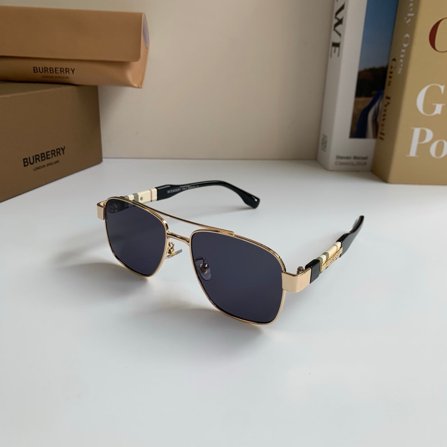 Burberry Metal Square Silver Lens Sunglasses for Men & Women - 487443 - detail image 2