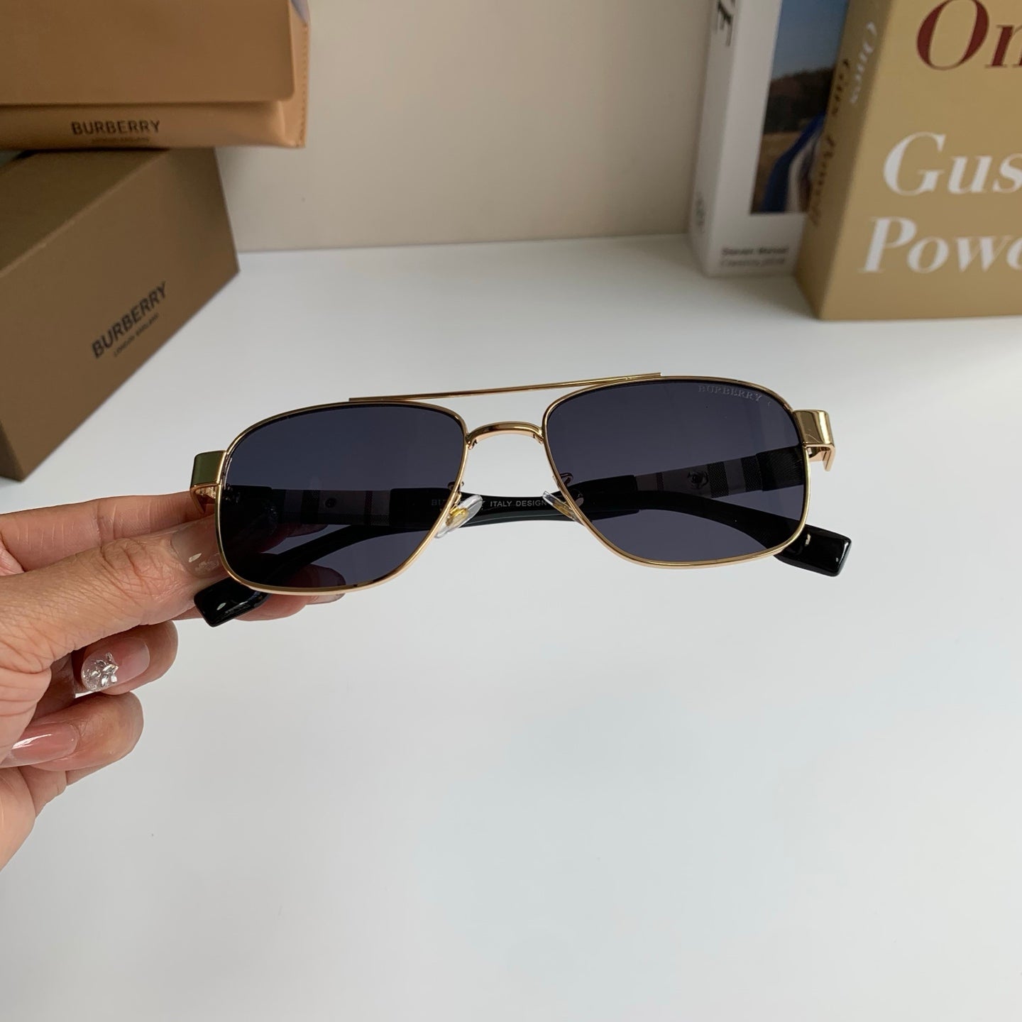 Burberry Metal Square Silver Lens Sunglasses for Men & Women - 399092 - detail image 3
