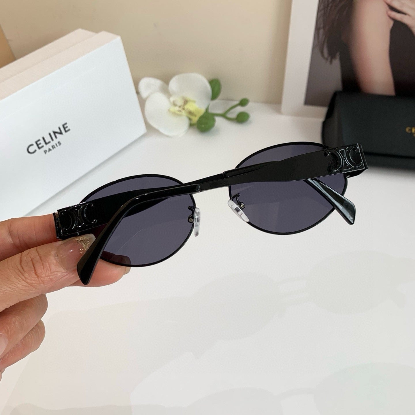 Celine Round Black Lens Sunglasses for Men & Women - detail image 4