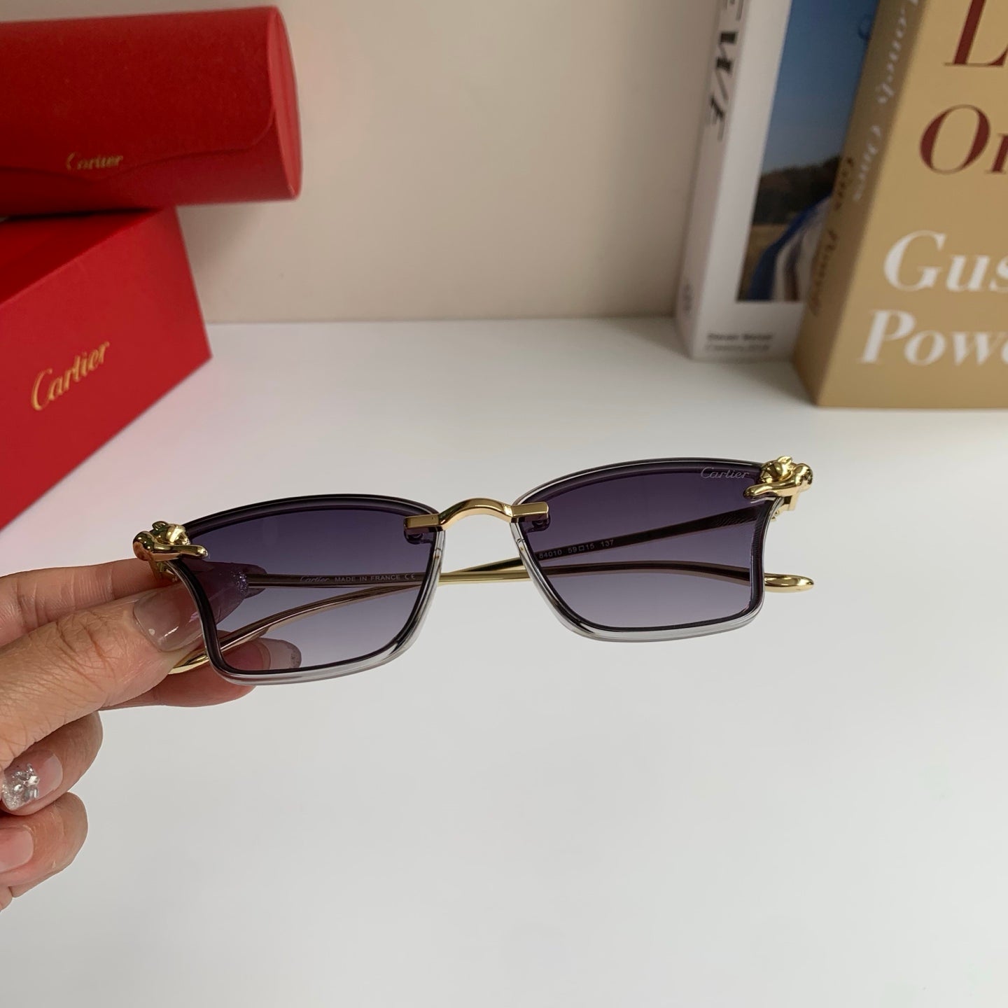 Cartier Lightweight Rimless Silver Lens Sunglasses for Men & Women - 487395 - detail image 3