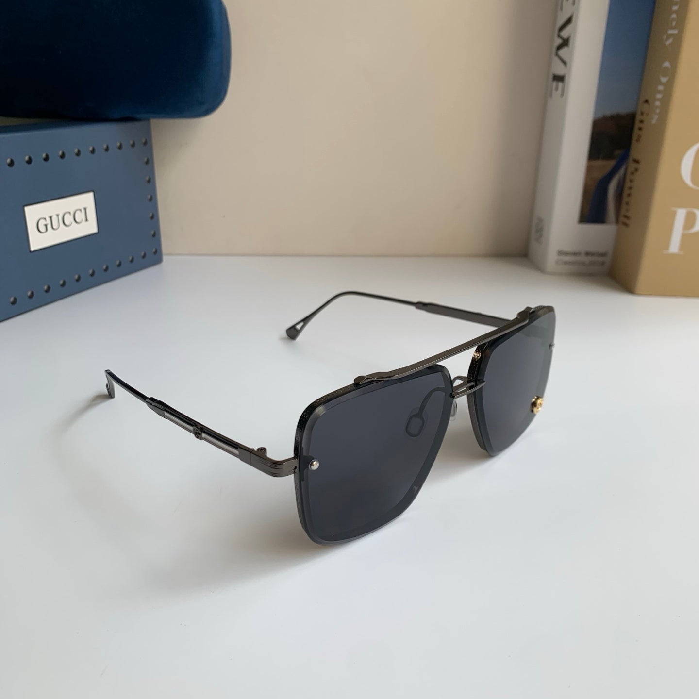 Gucci Metal Square Silver Lens Sunglasses for Men & Women - 486420