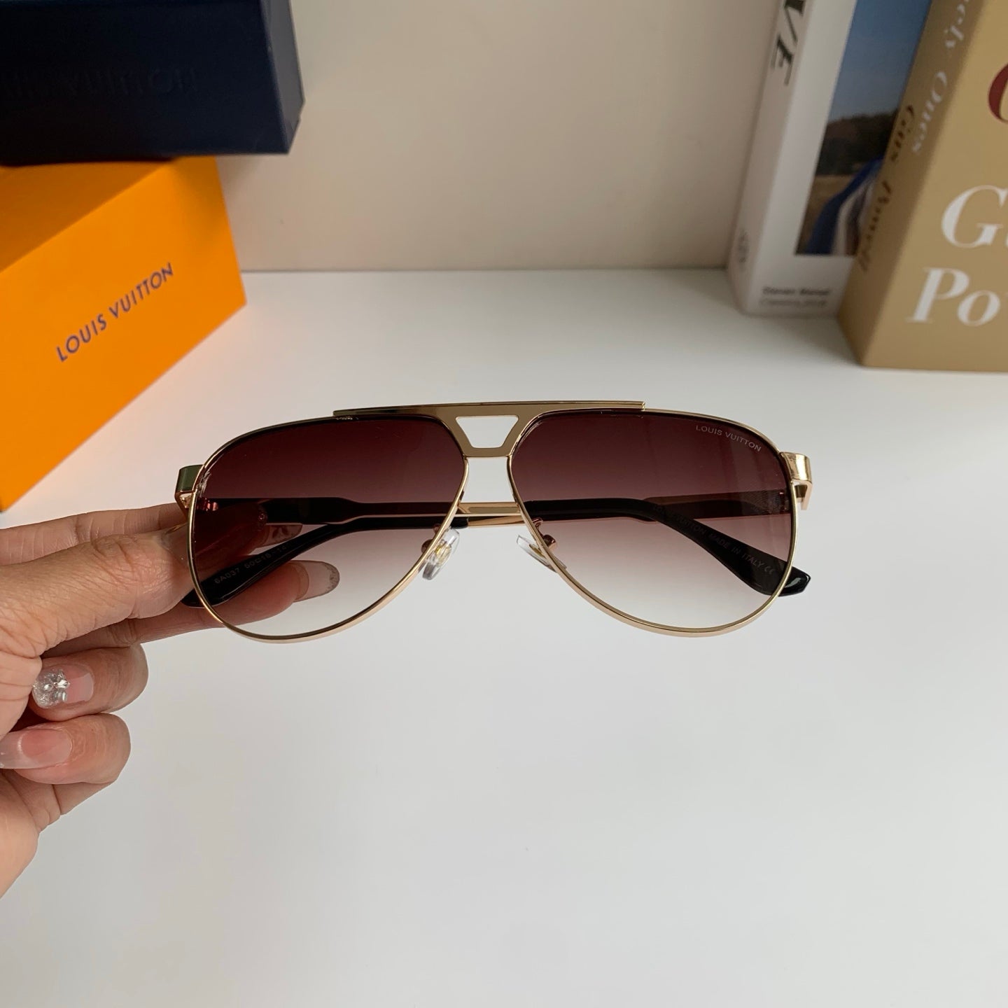 Louis Vuitton Metal Aviator Red Lens Sunglasses for Men & Women - detail image 4