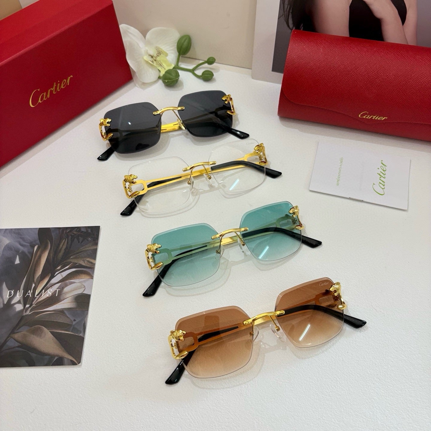 Cartier Fashion Orange Lens Sunglasses for Men & Women - 465738 - detail image 4