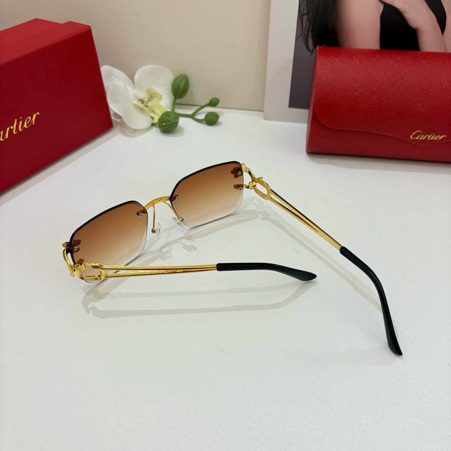 Cartier Fashion Orange Lens Sunglasses for Men & Women - 465740 - detail image 3