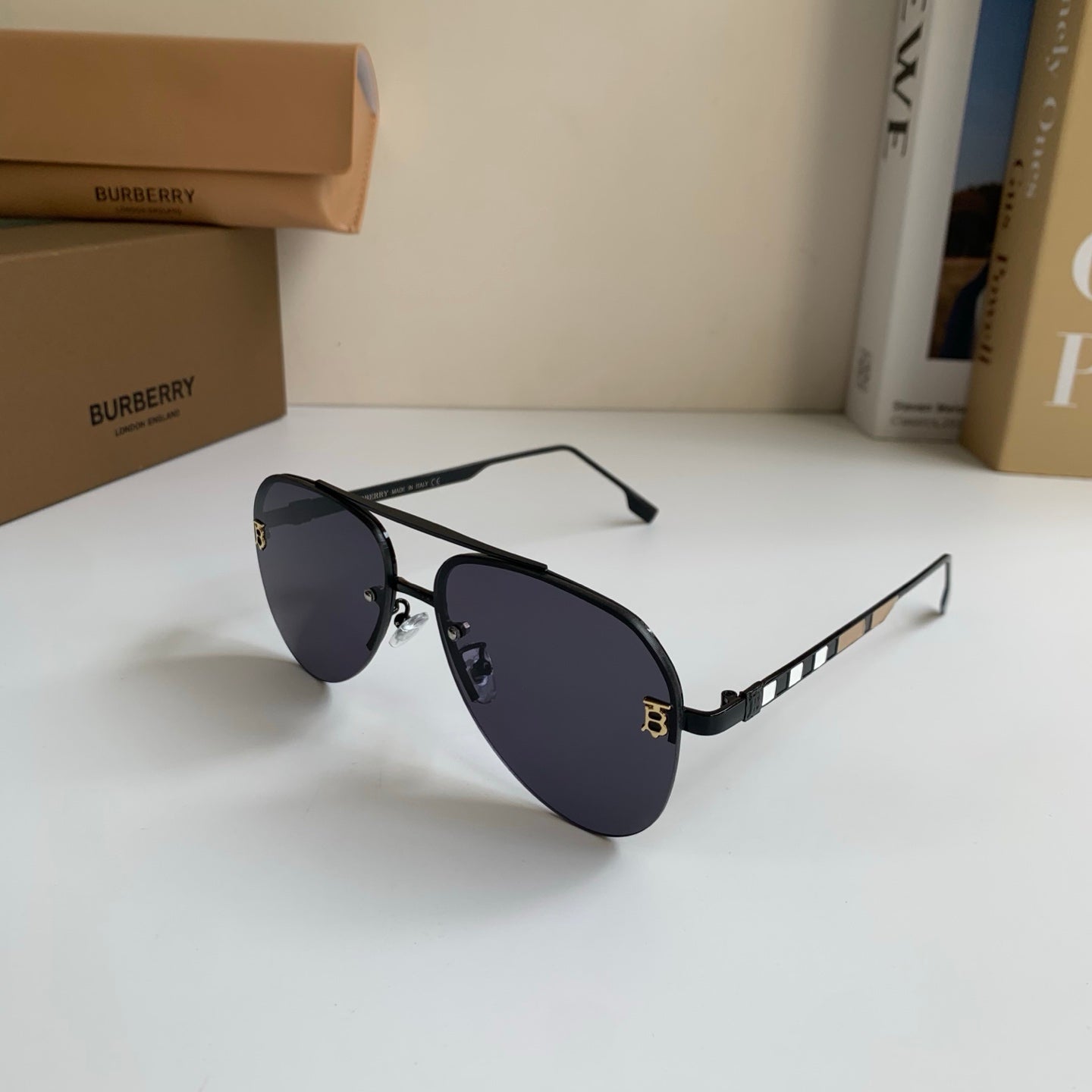 Burberry Metal Aviator Silver Lens Sunglasses for Men & Women - 487407 - detail image 2