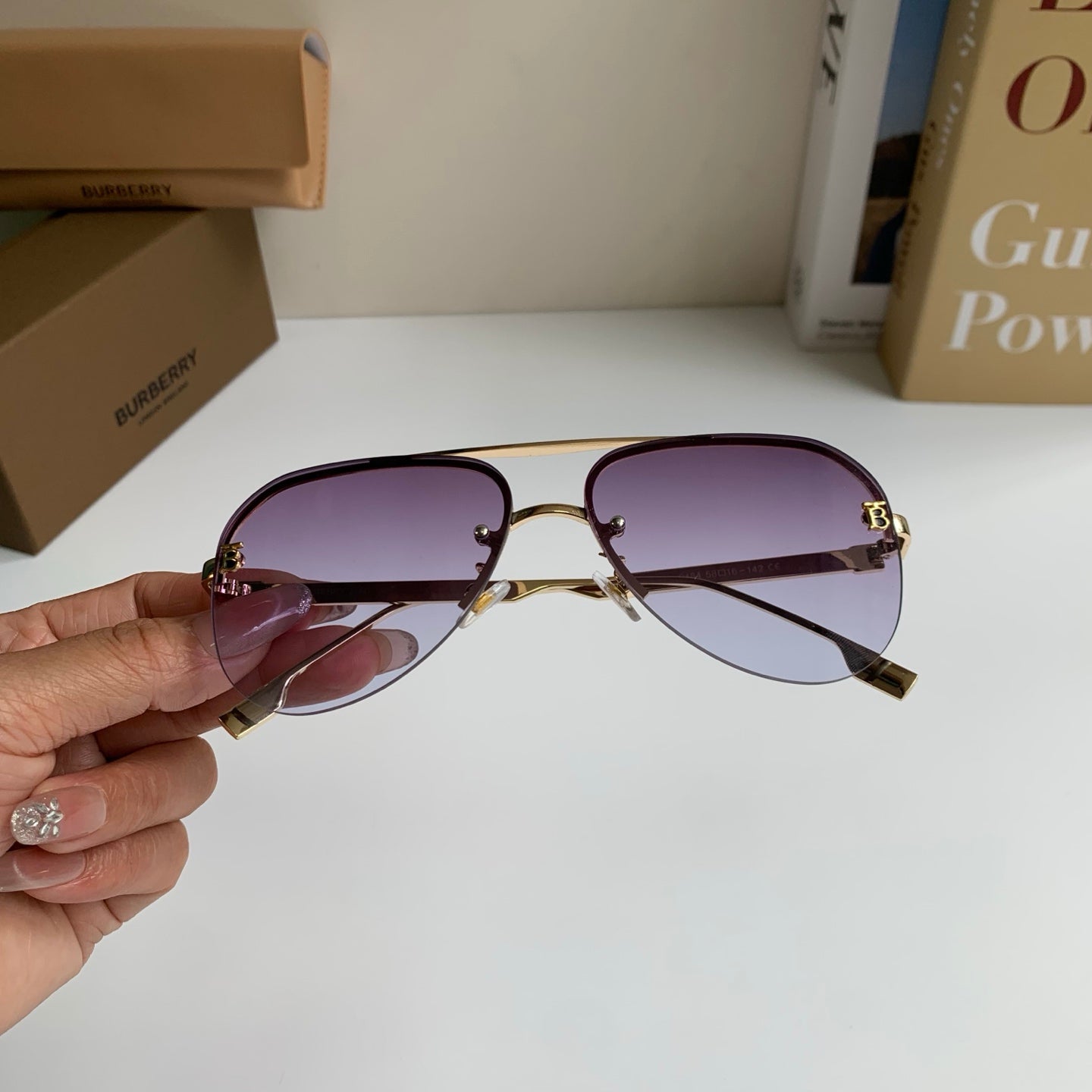 Burberry Metal Aviator Silver Lens Sunglasses for Men & Women - 487408 - detail image 3