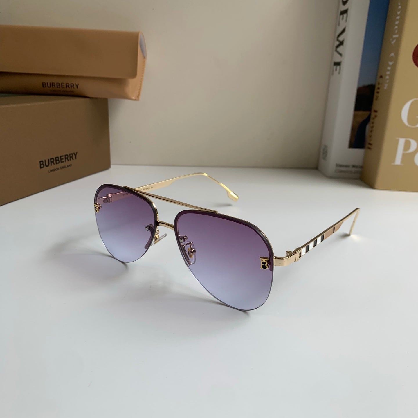 Burberry Metal Aviator Silver Lens Sunglasses for Men & Women - 487408 - detail image 2