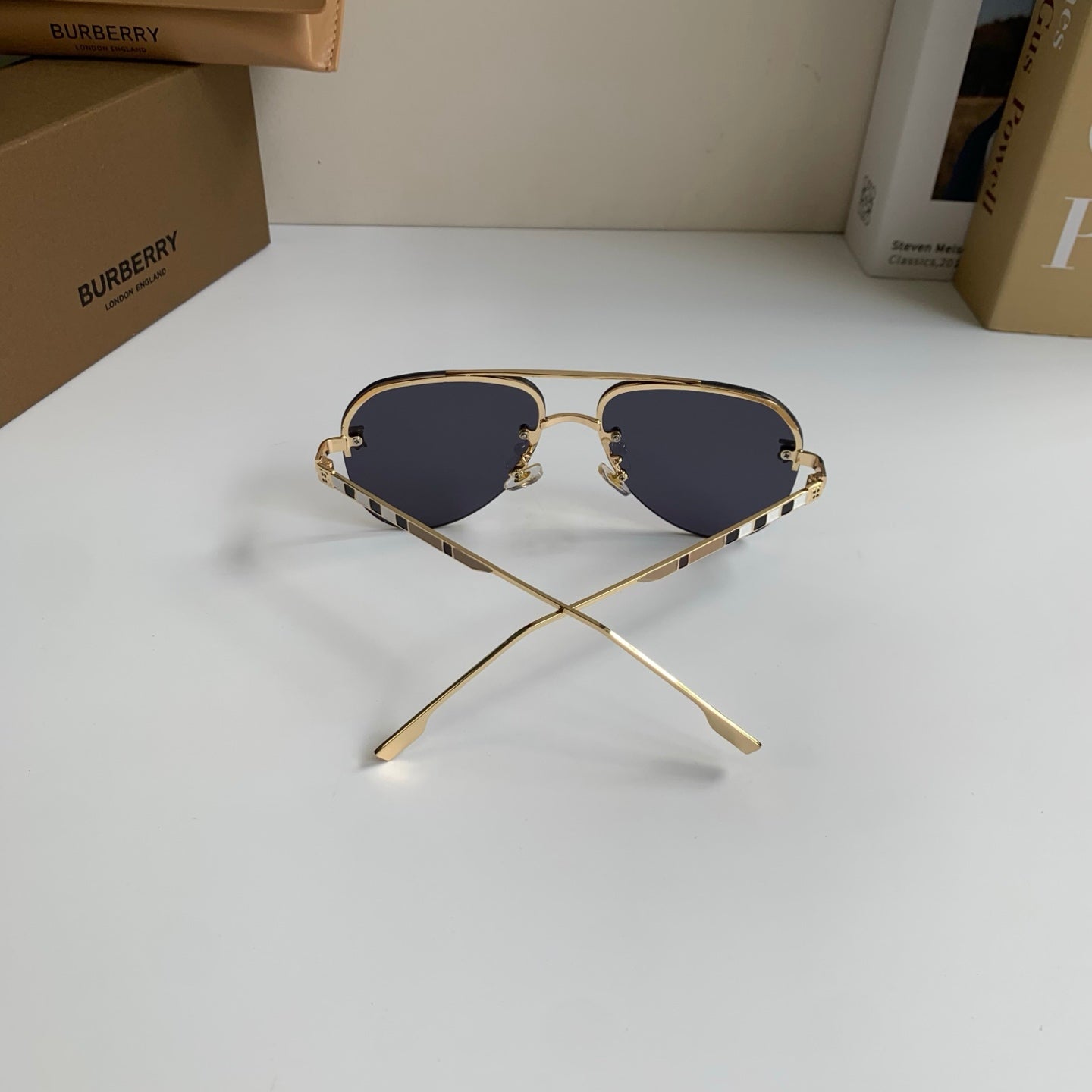 Burberry Metal Aviator Silver Lens Sunglasses for Men & Women - detail image 7