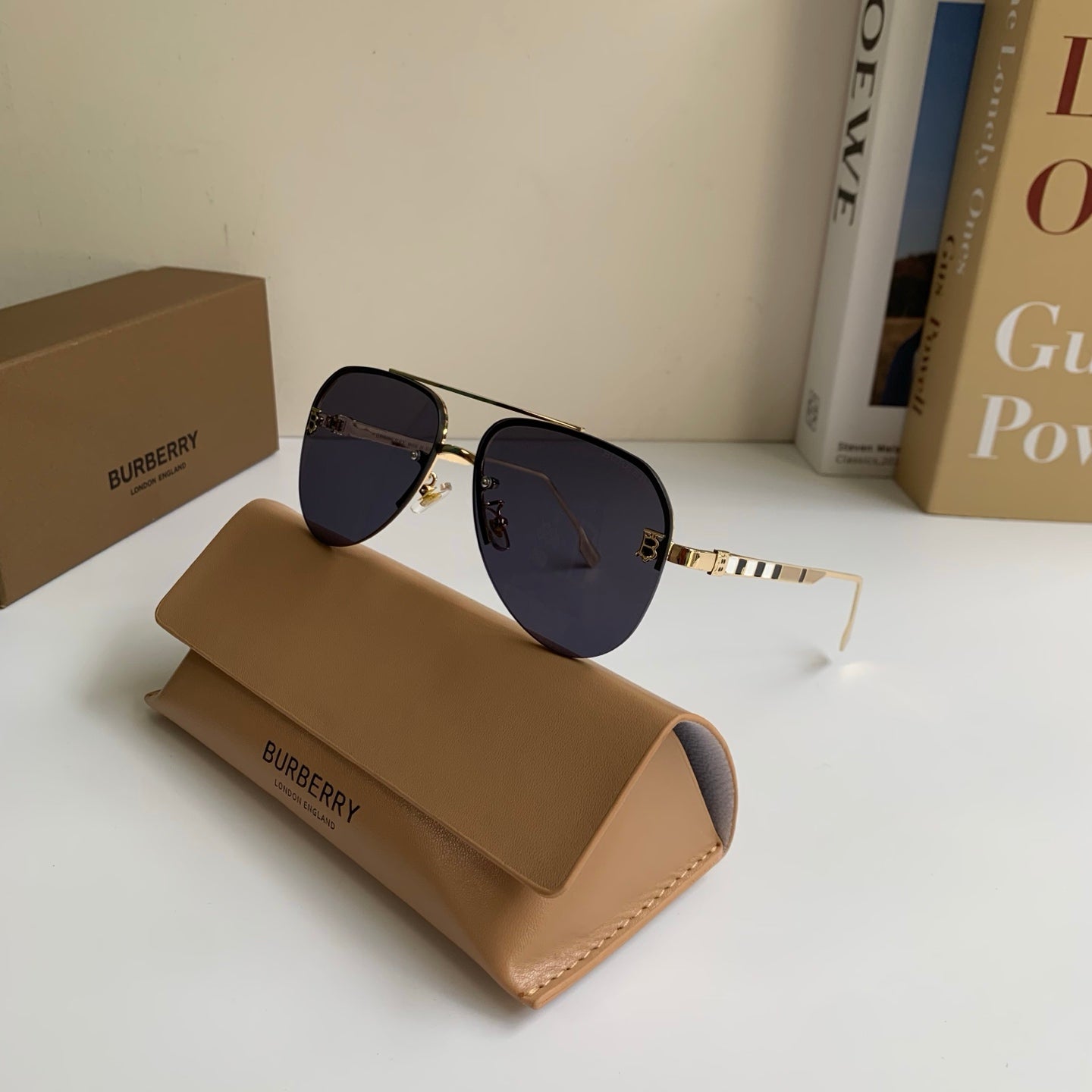 Burberry Metal Aviator Silver Lens Sunglasses for Men & Women - detail image 5