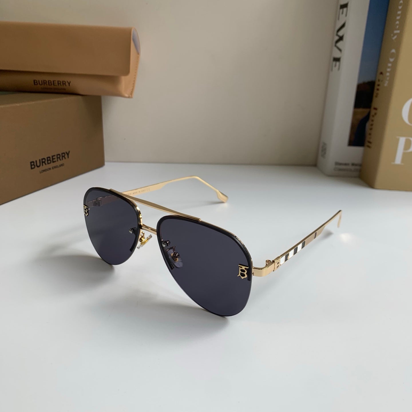 Burberry Metal Aviator Silver Lens Sunglasses for Men & Women - detail image 2