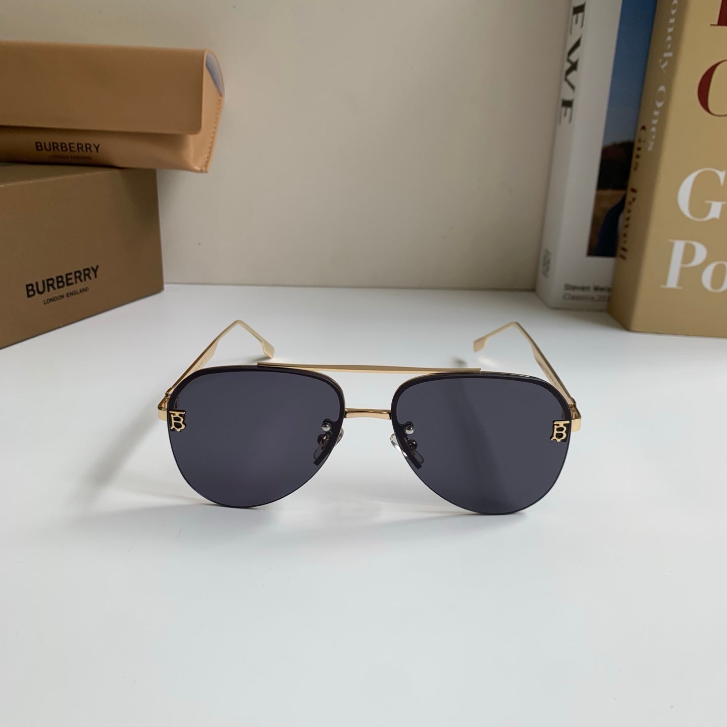 Burberry Metal Aviator Silver Lens Sunglasses for Men & Women - detail image 3