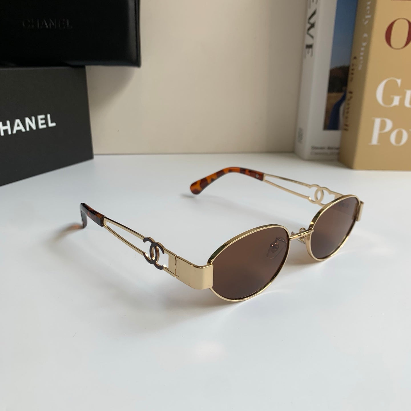 Chanel Metal Fashion Brown Lens Sunglasses for Men & Women