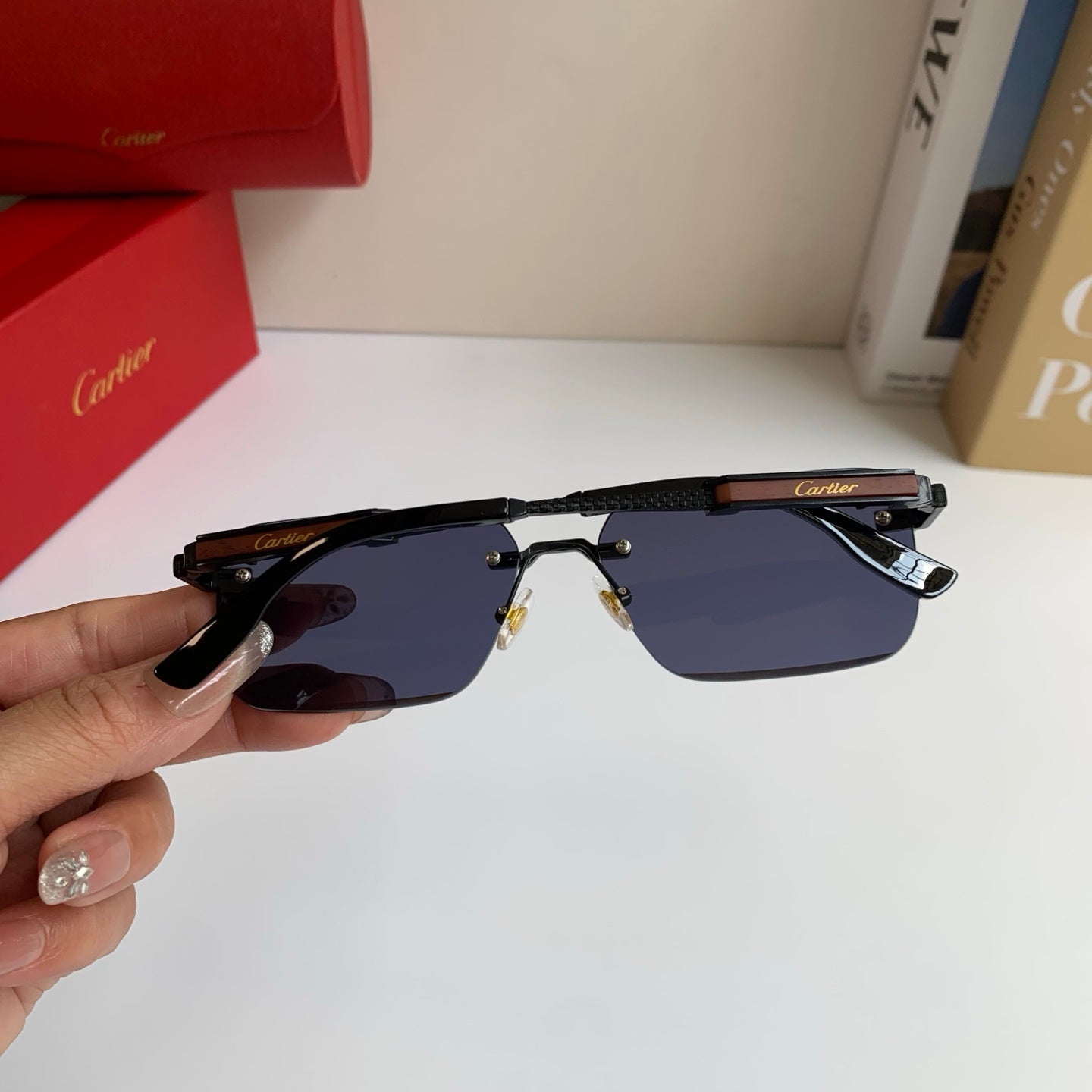 Cartier Square Silver Lens Sunglasses for Men & Women - 487211 - detail image 9