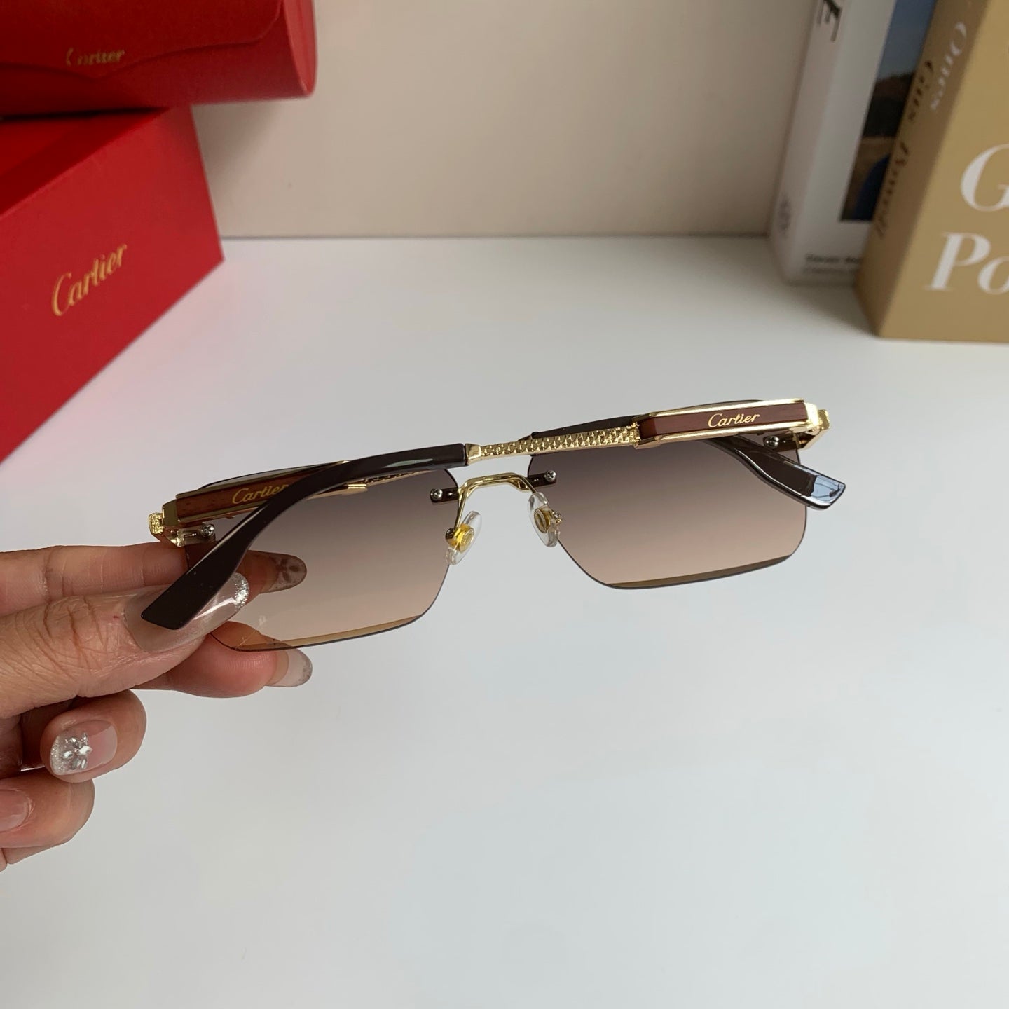 Cartier Square Silver Lens Sunglasses for Men & Women - 487214 - detail image 8
