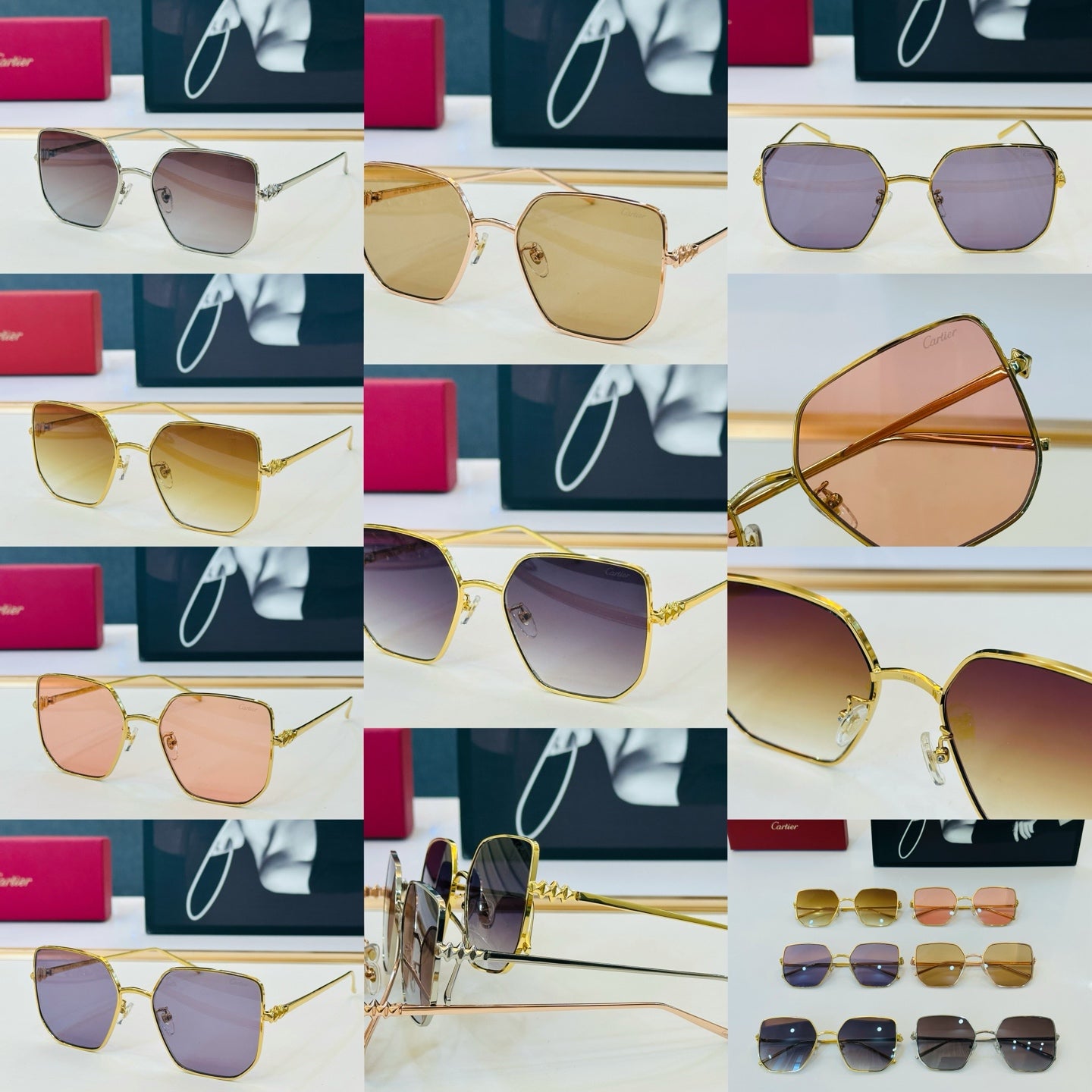 Cartier CT0645S Fashion Red Lens Sunglasses for Men & Women - detail image 3