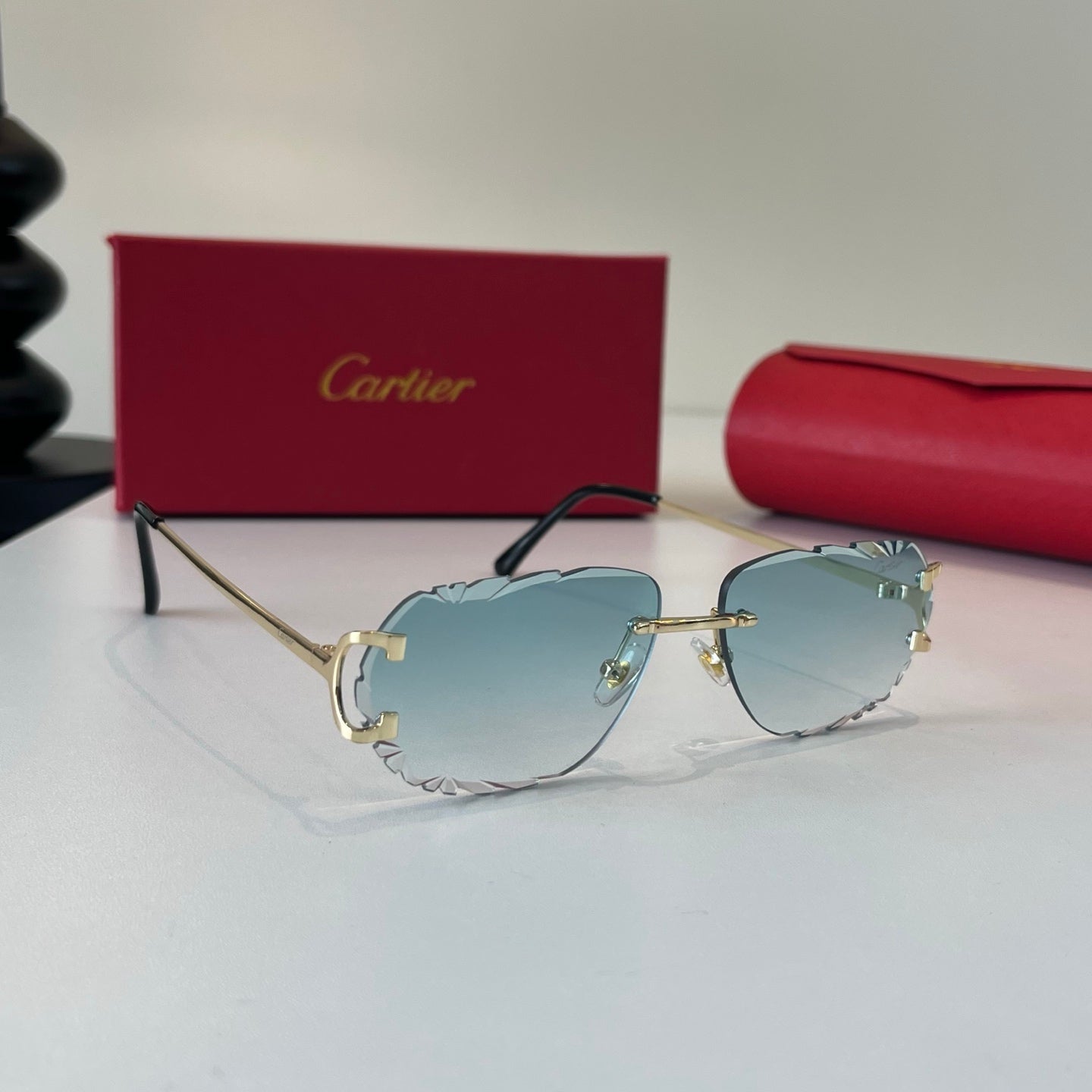 Cartier Lightweight Metal Rimless Silver Lens Sunglasses for Men & Wo - 487277