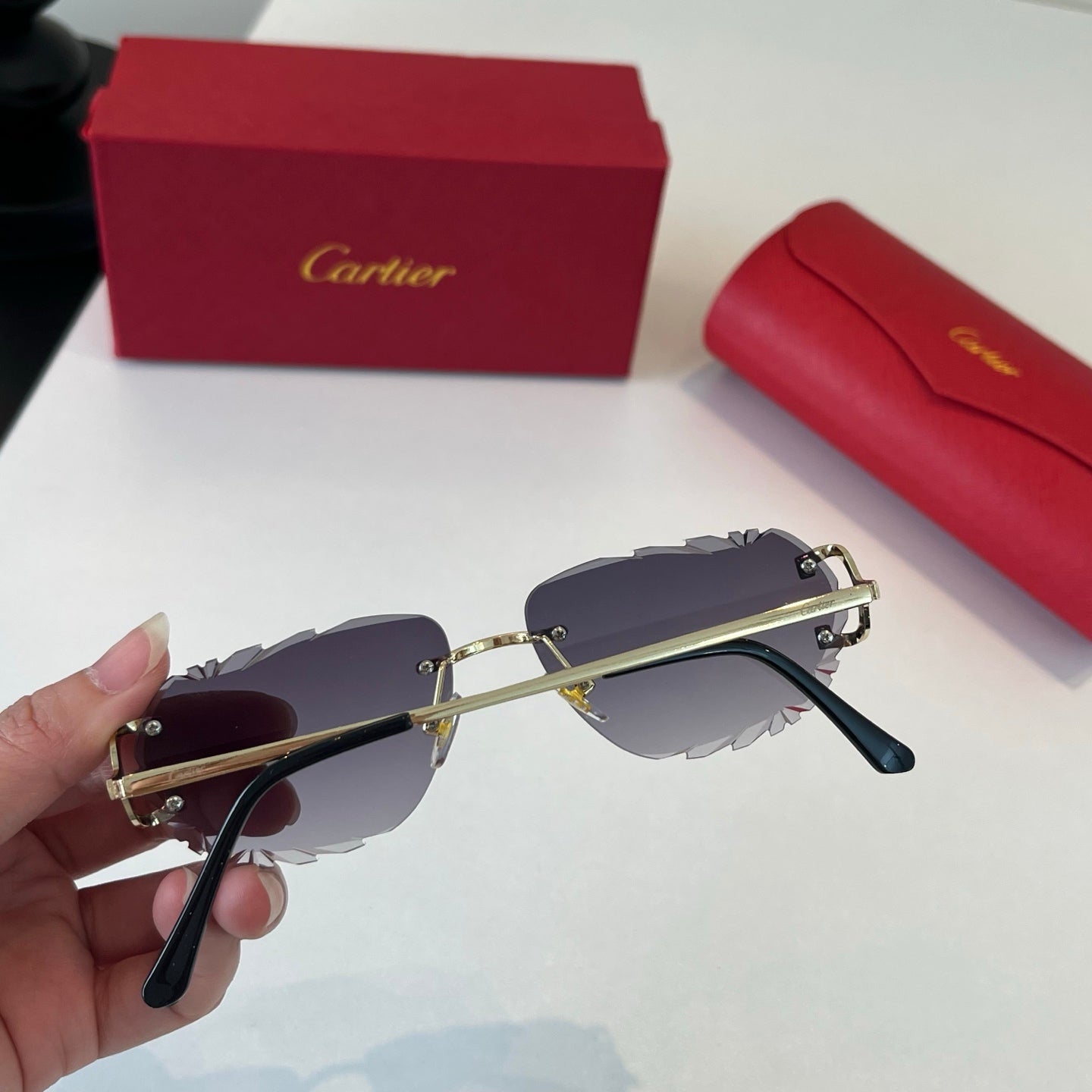 Cartier Lightweight Metal Rimless Silver Lens Sunglasses for Men & Wo - 465853 - detail image 3