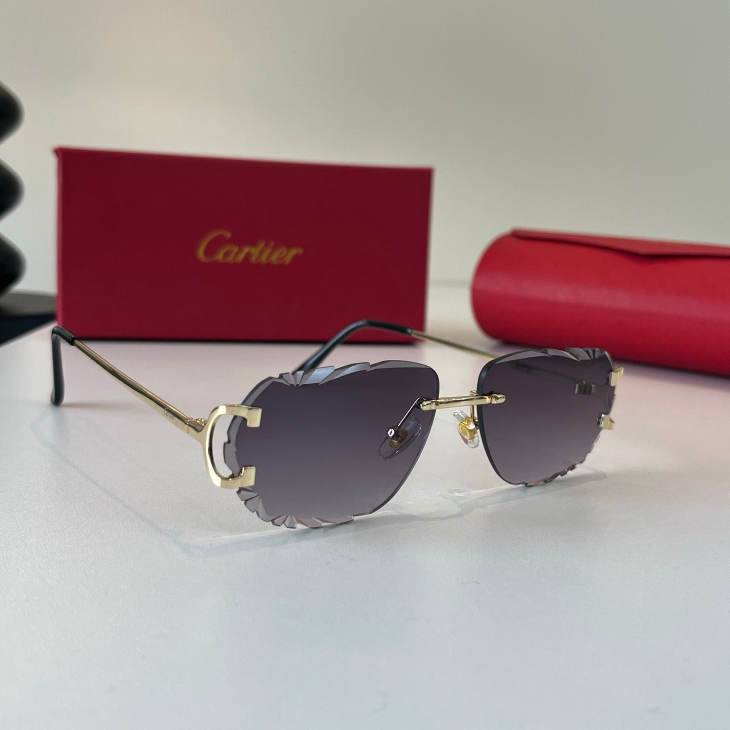 Cartier Lightweight Metal Rimless Silver Lens Sunglasses for Men & Wo - 465853