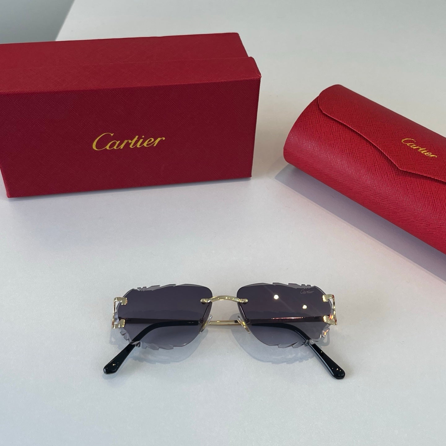 Cartier Lightweight Metal Rimless Silver Lens Sunglasses for Men & Wo - 465853 - detail image 2