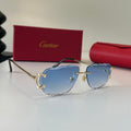 Cartier Lightweight Metal Rimless Blue Lens Sunglasses for Men & Wome - 465854