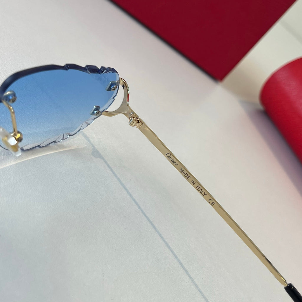 Cartier Lightweight Metal Rimless Blue Lens Sunglasses for Men & Wome - 465854 - detail image 9