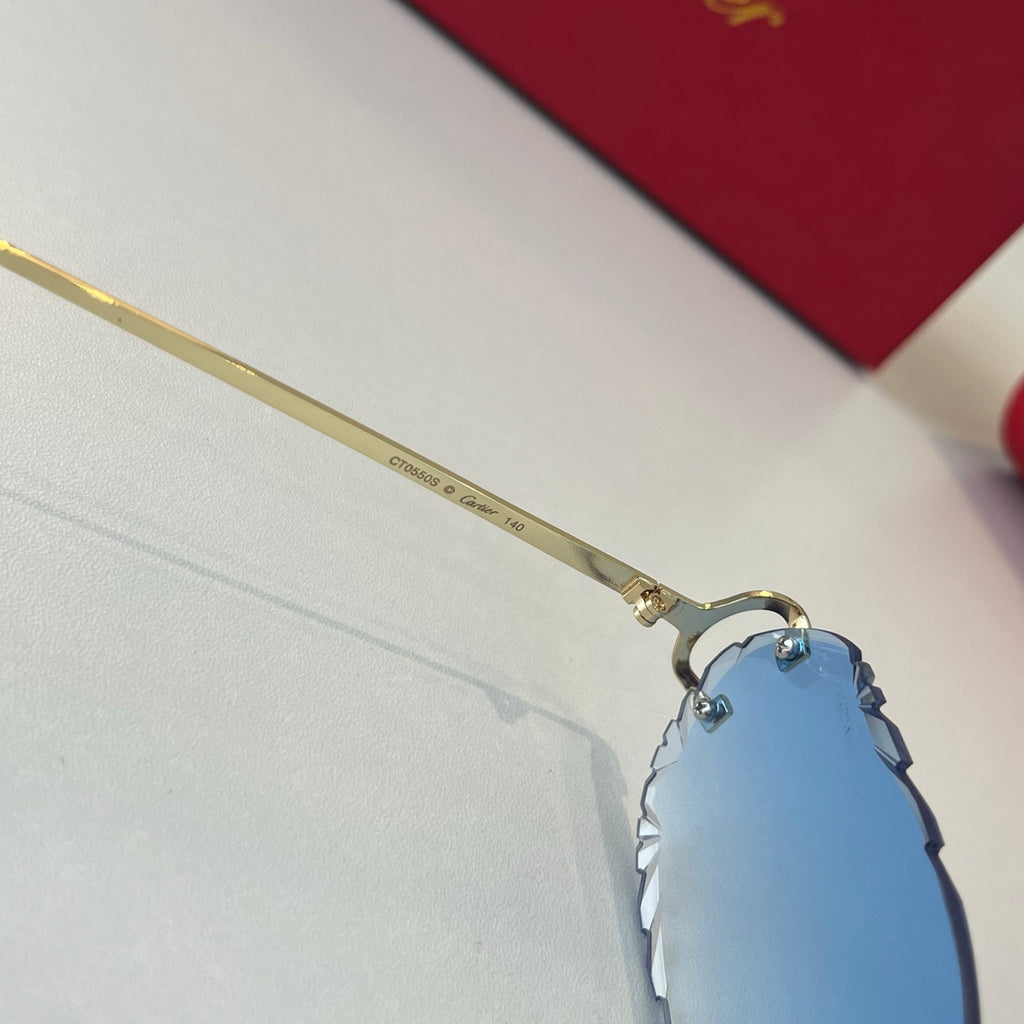 Cartier Lightweight Metal Rimless Blue Lens Sunglasses for Men & Wome - 487279 - detail image 8